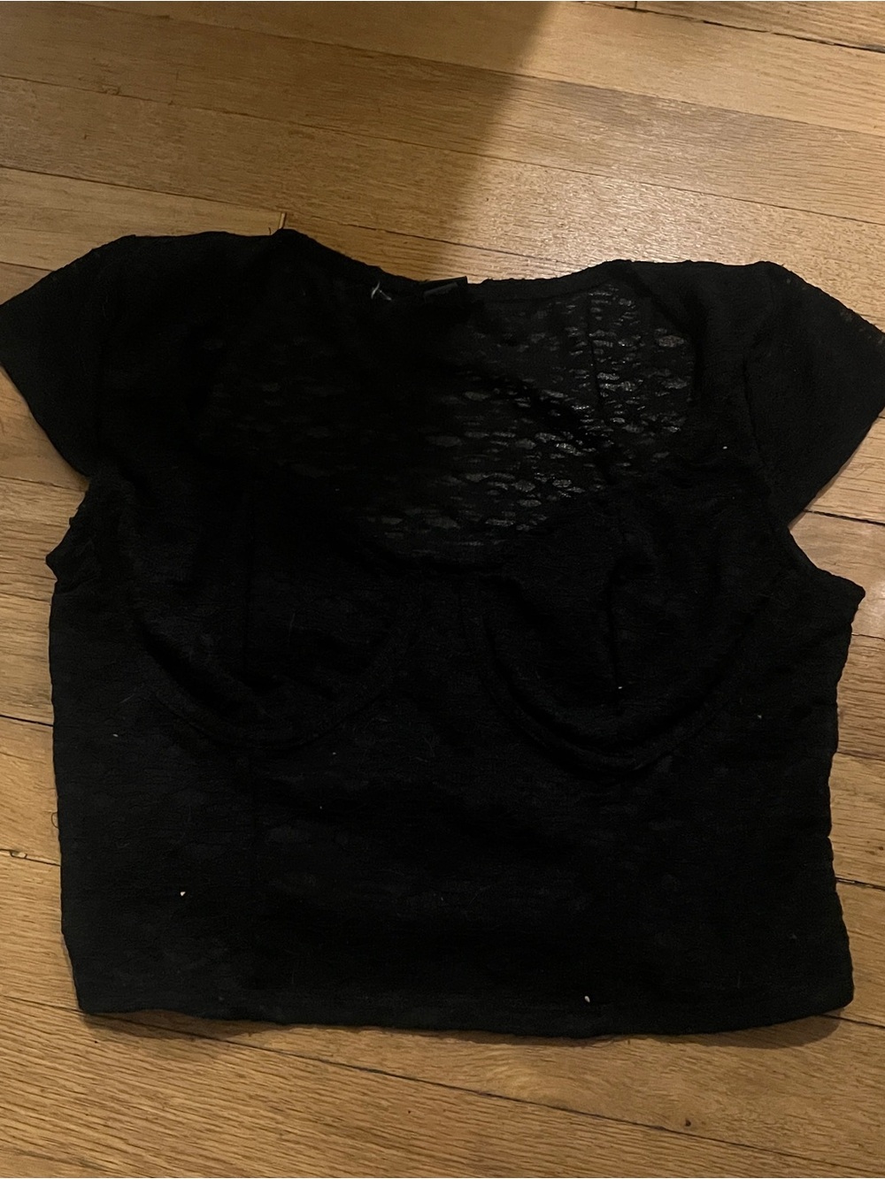 Y2K Black Lace Crop Top with Built-In Shelf Bra